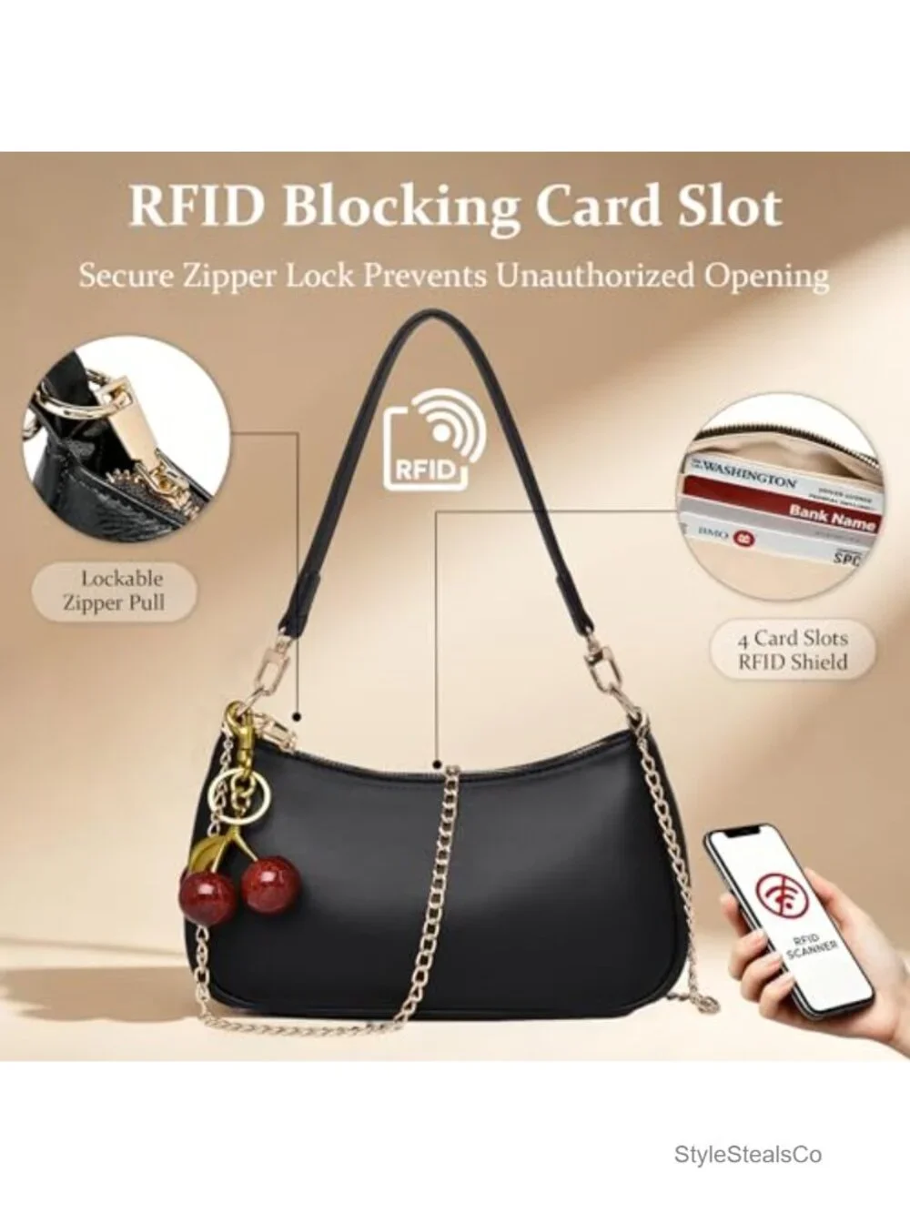 PU Leather Hobo Shoulder Bag Clutch Crossbody Handbag with RFID Wallet
